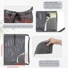 Grey Swimmer's Drawstring Mesh Bag / Swimming Gear Backpack, Large Beach Bag / Pool Bag W 17.7'' X L 25.5'', Lightweight & Foldable - Grey - View 2