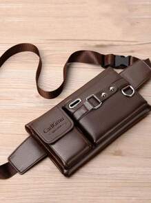 男士新款工地摊位零钱大容量多功能防水耐磨胸包斜挎包腰包旅行运动度假必备品轻便防盗外出腰包礼物送给男士、男朋友、丈夫、男孩的斜挎包多功能 PU 皮革商务休闲简约办公室防水户外爸爸礼物父亲礼物男士礼物情人节礼物腰包学校 - 棕色 - 查看 1