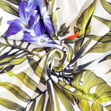 4pcs Modern Tropical Plant Print Removable & Washable Elastic Milk Silk Curved Chair Covers, Suitable For All Seasons - Multicolor - View 10