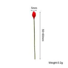 5pcs/Pack Dollhouse Miniature Rose Flowers Handcrafted Decoration - Red - View 3