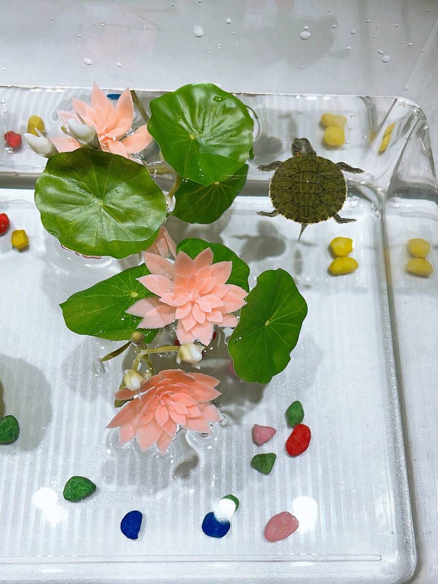 3 件裝迷你模擬仿真粉紅蓮花、仿真荷葉、裝飾魚缸仿真植物、居家裝飾花、仿真仿真花 - 粉色 - 查看 1