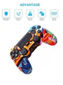 1pc Silicone Case Cover, Water Print Case Cover, Game Accessories, Compatible With PS4 Gaming Console - Octopus Doodle 33 - View 2