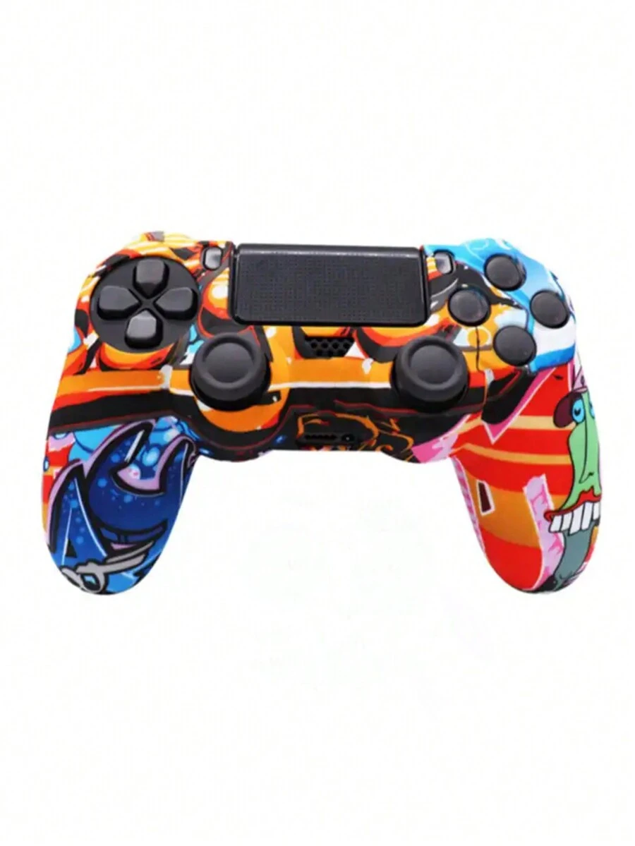 1pc Silicone Case Cover, Water Print Case Cover, Game Accessories, Compatible With PS4 Gaming Console - Octopus Doodle 33 - View 1