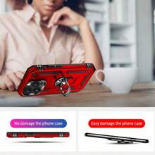 Shockproof Armor Bumper Phone Case Compatible With Iphone Samsung Xiao Mi Redmi Finger Holder Magnetic Metal Ring Cover
