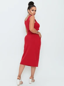 Women Two-Piece Outfits - Red - View 2