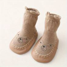 1 双防滑卡通胶袜，适合男婴和女婴，适合室内日常穿着，柔软底部，春秋季，适合幼儿男孩的可爱袜子 - 咖啡棕 - 查看 1