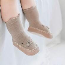 1 双防滑卡通胶袜，适合男婴和女婴，适合室内日常穿着，柔软底部，春秋季，适合幼儿男孩的可爱袜子 - 咖啡棕 - 查看 2