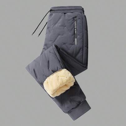 新款加厚保暖内衬男士大码宽松休闲运动裤，冬季保暖款