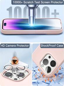 Baby Pink Silicone Liquid Phone Case With 2 Screen Protectors And 2 Camera Lens Protectors, Compatible With Apple IPhone - Baby Pink - View 3
