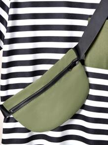 Vihyde 3Pcs Boys Striped Crew Neck Short Sleeve T-Shirt, Military Green Joggers Pants & Diagonal Zipper Messenger Bag Set