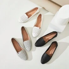 Rominz Women's Flats Shoes Comfortable Black PU Leather Ballet Flats For Women Casual Round Toe Dress Shoes Slip On Shoes Lightweight Foldable - màu đen - Xem 8