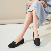 Rominz Women's Flats Shoes Comfortable Black PU Leather Ballet Flats For Women Casual Round Toe Dress Shoes Slip On Shoes Lightweight Foldable - màu đen - Xem 6