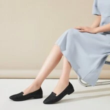 Rominz Women's Flats Shoes Comfortable Black PU Leather Ballet Flats For Women Casual Round Toe Dress Shoes Slip On Shoes Lightweight Foldable - màu đen - Xem 7