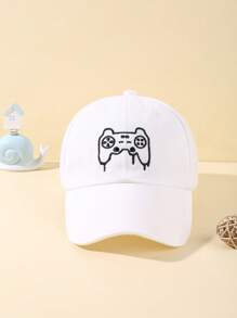 1 件裝嬰兒純色刺繡遊戲機棒球帽 - 白色 - 查看 1