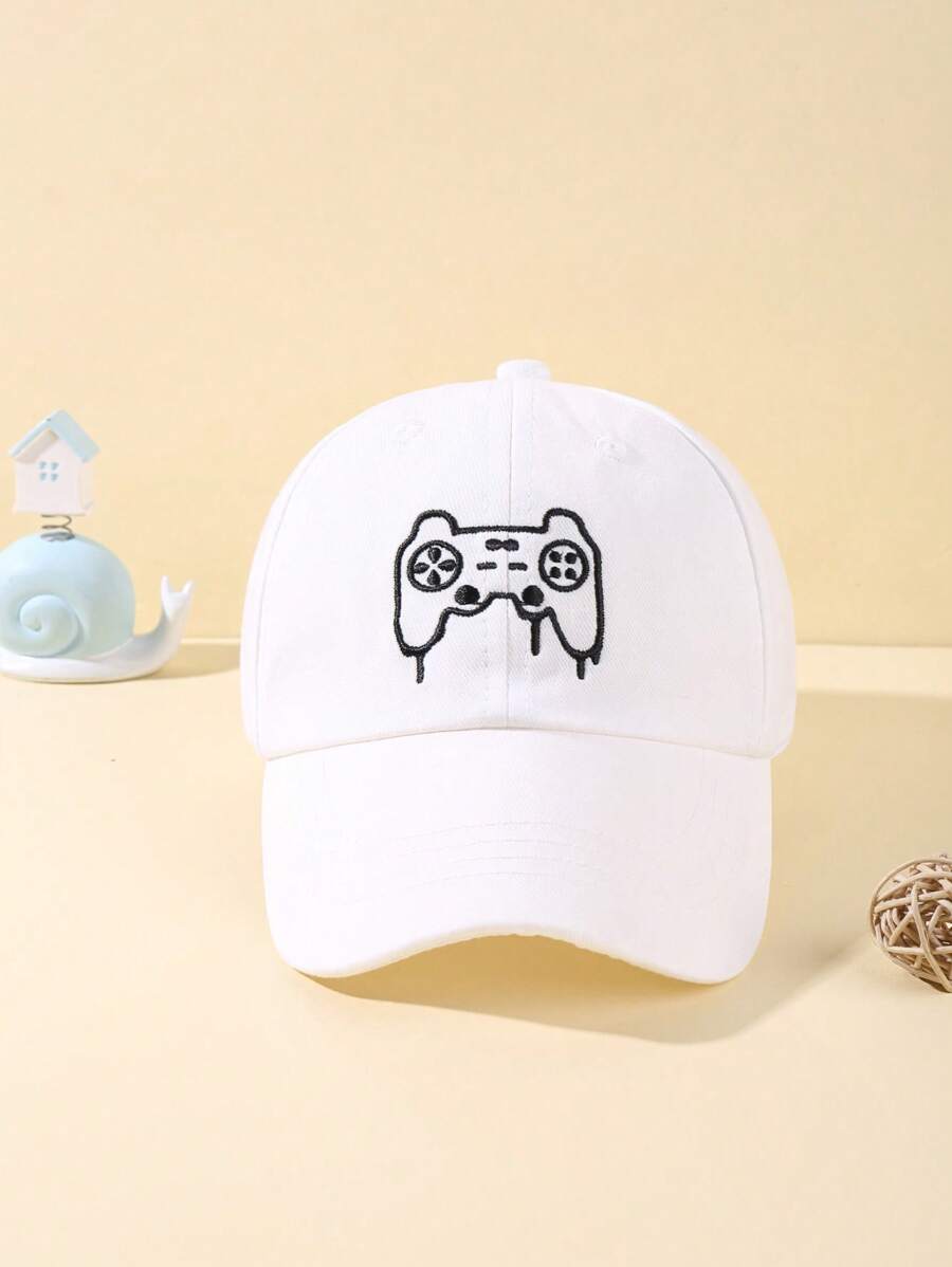 1 件裝嬰兒純色刺繡遊戲機棒球帽 - 白色 - 查看 1