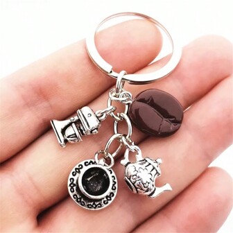 Creative Coffee Cook Keychain Coffee Cup Coffee Machine Tea Pot Key Chains For Women Afternoon Dessert Jewelry Gifts Car Accessories Bag Charm School Cute Goth Y2k