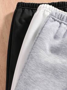 Set de 3 pantalones de chándal casuales de unicolor, suaves y cómodos para niños pequeños/niños, aptos para primavera, verano y otoño