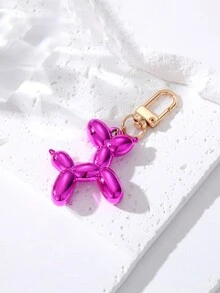 Kawaii Cartoon Balloon Dog Keychains Cute Animal Key Ring Purse Bag Backpack Car Key Charm Earbud Case Accessory Gift - Hot Pink - View 2