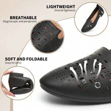 Rominz Women's Flats Shoes Comfortable Black PU Leather Ballet Flats For Women Casual Round Toe Dress Shoes Slip On Shoes Lightweight Foldable - màu đen - Xem 4