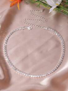 1pc Fully Embellished Diamond Choker Necklace, Fashionable Yet Simple For Women