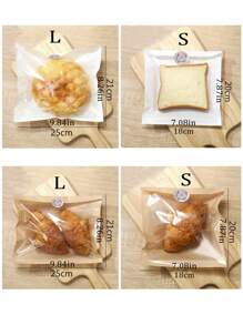 12 件裝麵包袋食品包裝紙袋一次性烘焙禮品包裝袋麵包店外帶分隔袋商用透明開窗防油白色 - 查看 2