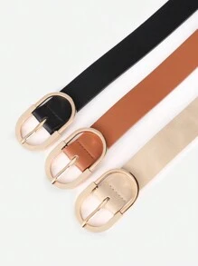 1條女款學生青年皮革腰帶，適用於牛仔褲，時尚金色扣頭女裝腰帶 - 棕色 - 查看 5