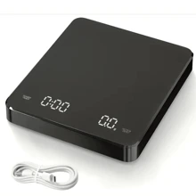 1個稱重器,電子計時稱重器,可充電usb咖啡秤,數字咖啡秤,電子咖啡壓力計,食品稱重器,廚房計重器帶計時器,廚房小工具,便宜的物品 - 黑色 - 查看 1