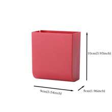 1pc Wall-Mounted Pen Holder Stationery Organizer Storage Box For Desktop, Office, Phone Charging - Red - View 2