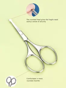 1入組不鏽鋼男士鼻毛修剪器,圓端刀片鼻孔剪刀,男女均適用 - 銀色 - 查看 1