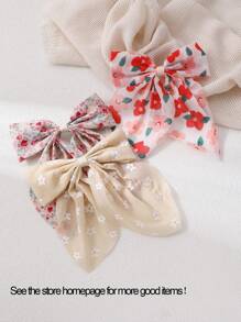 3pcs/Set Girls Butterfly Floral Ribbon Hair Clips Hairpins, Daily Decor - Multicolor - View 7
