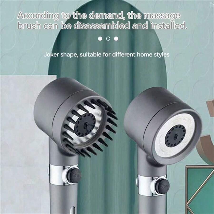 3入組可調節3速淋浴花灑套裝,高壓節水花灑、一鍵停水花灑、按摩花灑,浴室配件 - 灰色 - 查看 1