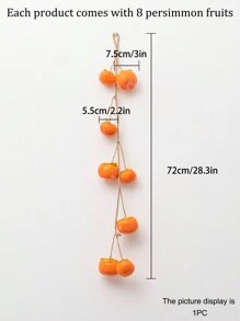 1 String Of Artificial Persimmon, 72cm Long, With 8 Fruits, EVA  Material, High Oxidation Resistance And Corrosion Resistance Toughness - Used For Diy Flower Wall, Party, Wedding, Home Decoration, Scene Decoration - Orange - View 3