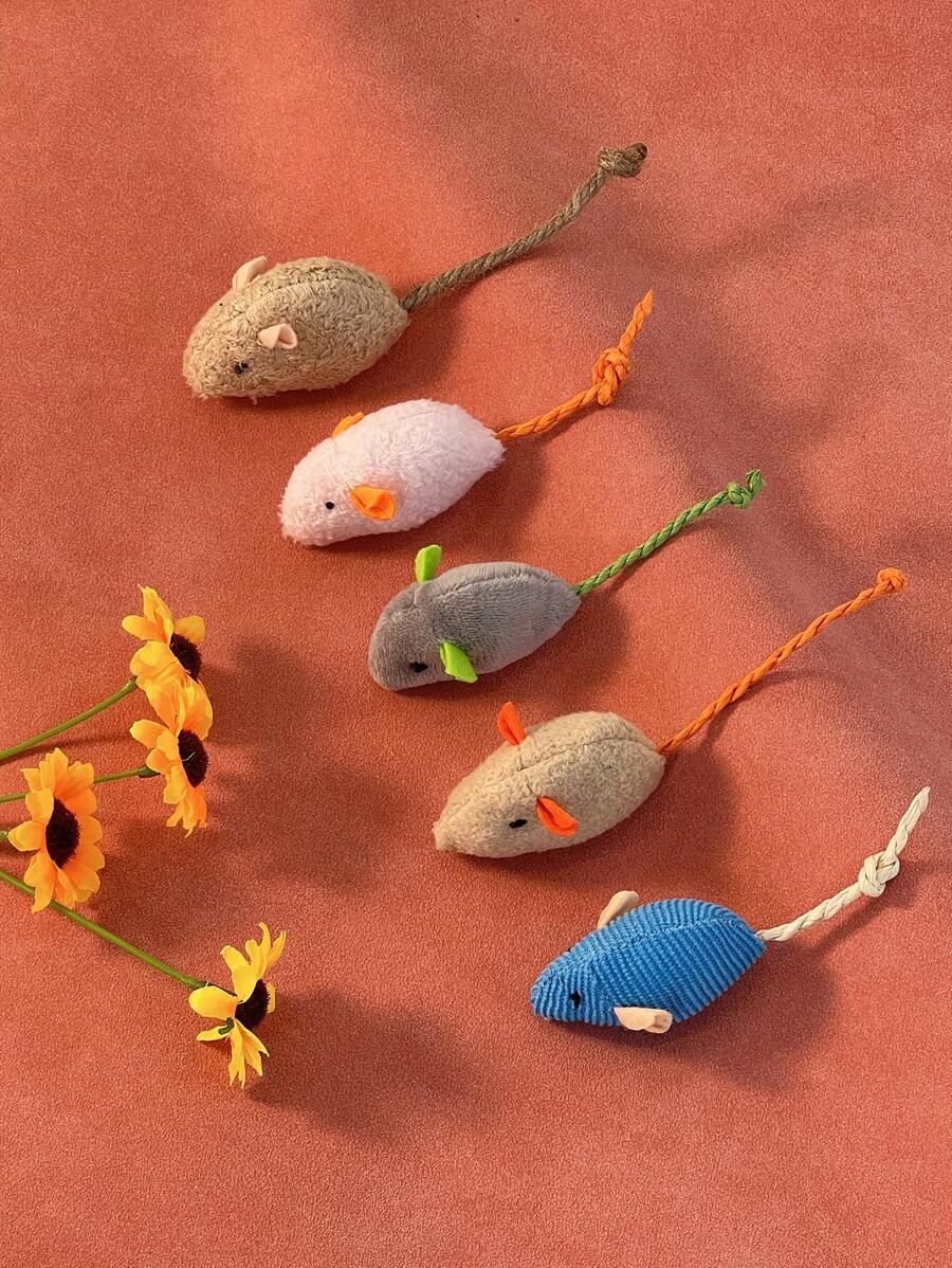 1pc Plush Mouse Scratch-Resistant Chew Pet Cat Interactive Toys, For Pets Only - Multicolor - View 1