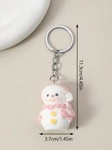 1只創意可愛卡通聖誕毛絨3d雪人娃娃鑰匙扣,雪人鑰匙掛件,袋裝裝飾和閨蜜禮物 - 彩色 - 查看 2