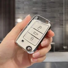 New TPU Car Key Case Cover For Volkswage VW Golf 5 Gti 7 Polo Golf 8 7 5 6 Mk6 7 R 7 Gtd Mk7 Mk4 Mk5 Skoda Fabia Octavia Seat Ibiza Leon Keychain Accessories - White - View 3