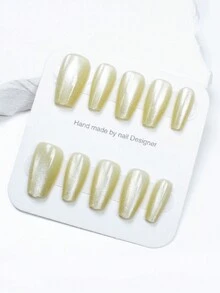 10 cái Thủ công Nguyên chất Màu sắc Cầu vồng Laser Nghệ thuật làm Móng Mắt mèo Đồ trang trí - Nhiều màu - Xem 1