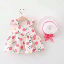 hawaiano de vacaciones para bebés y niñas pequeñas + sombrero de pajita, arco iris sin espalda, tutú vestido de fiesta de cumpleaños, ropa de princesa, Arco iris - Rosa - Ver 2