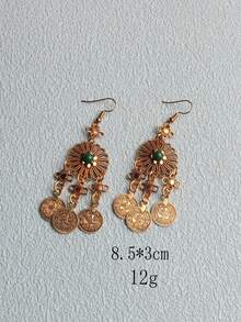 1對復古流蘇耳環,適合周末約會,女士禮物 - 墨綠色 - 查看 4