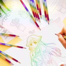 4入/支彩虹色鉛筆,一支鉛筆有四種顏色。適用於學校、學生、教師,用於素描、塗鴉、上色和繪畫。 - 彩色 - 查看 3