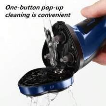 男士電動剃鬚刀,濕乾兩用3d男士電動剃鬚刀,彈出修剪器,可充電旋轉剃鬚刀,父親節禮物,適合父親、丈夫、男友 - 藍色 - 查看 8