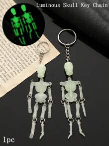 Luminous Skull Key Chain PVC Multi-Joint Skull Accessories For Friends, Lovers And Classmates Lightweight Fashion Holiday Gifts Black Non-Luminous - Beige - View 1