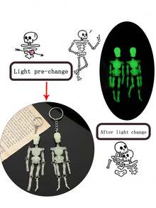 Luminous Skull Key Chain PVC Multi-Joint Skull Accessories For Friends, Lovers And Classmates Lightweight Fashion Holiday Gifts Black Non-Luminous - Beige - View 4