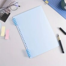 硬皮筆記本松葉套,2入組a4/b5/a5可更換diy套,馬卡龍色筆記本套,環型裝訂松葉筆記本套 - 淺藍色 - 查看 10