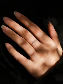 1pc 925 Sterling Silver Minimalist Cubic Zirconia Adjustable Link Chain Rings For Women Engagement Party Fine Female Jewelry Gifts - Silver - View 2