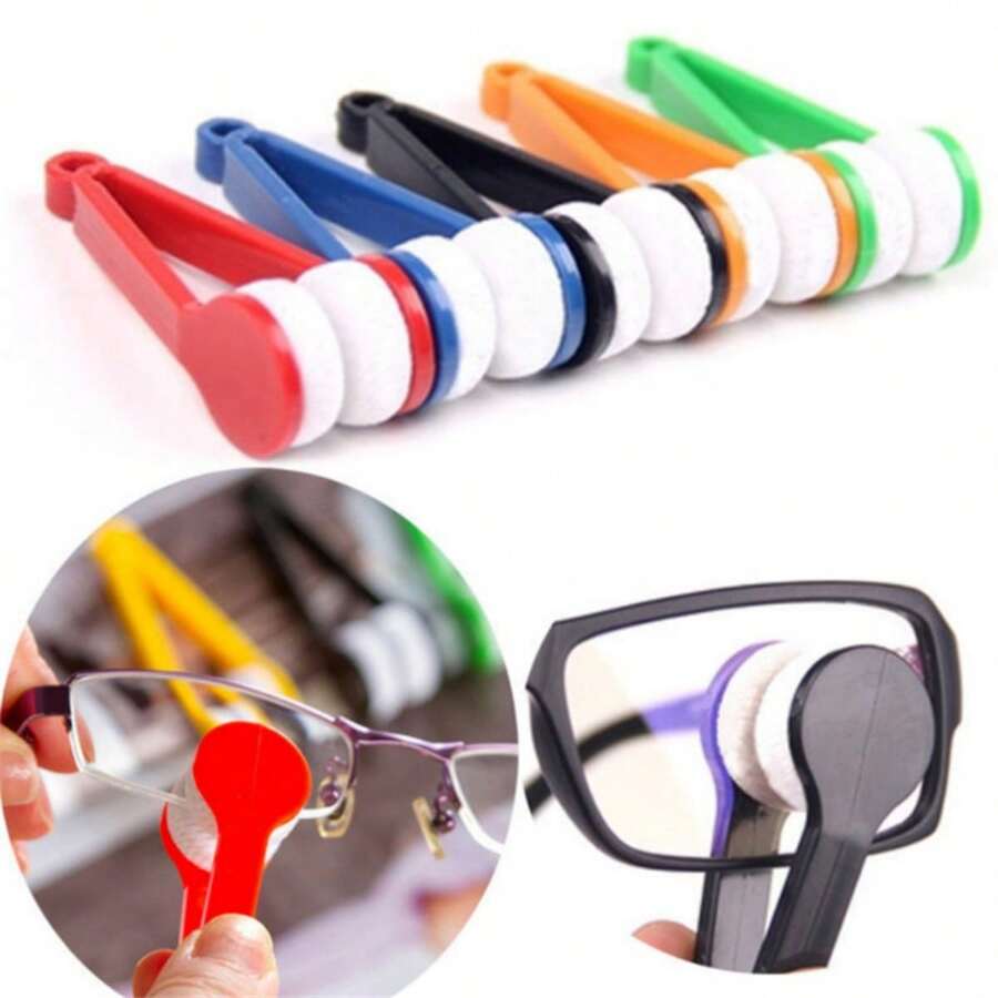3pcs Multi-Functional Portable Eyeglasses Cleaning Cloth & Brush, Non-Scratch Double-Sided Cleaning - Multicolor - View 1