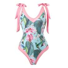 Vestido de Praia Estampa Floral Férias Balneário Vintage Francês, a Saia Inferior é uma Saia Verão de Tamanho Livre