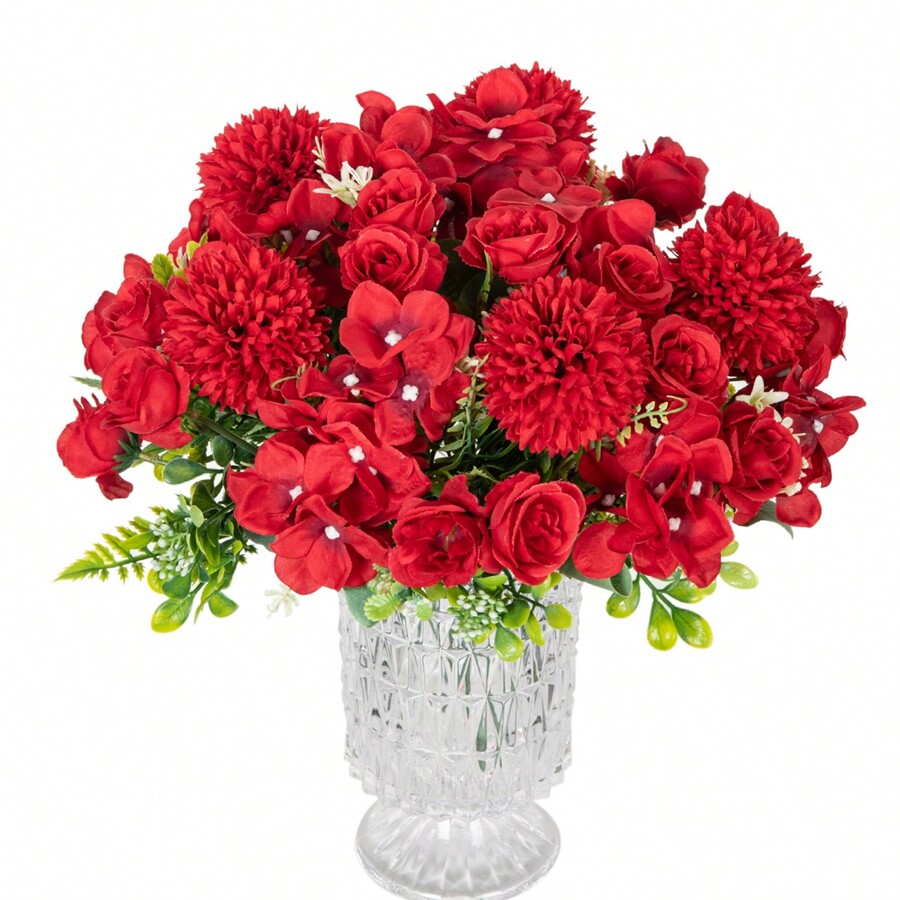 1/3PCS Artificial Peony Flowers Silk Roses Bouquets Fake Hydrangea For