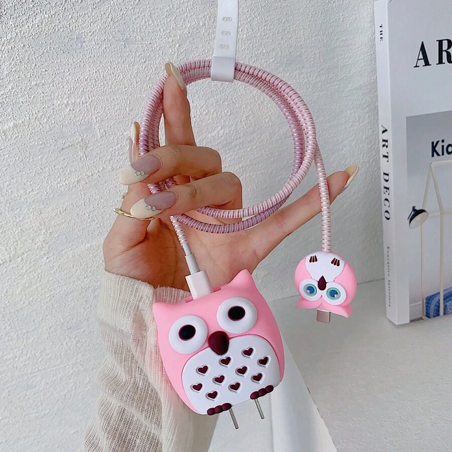 粉紅色獨角獸20w充電器保護殼4件 - 粉色 - 查看 1