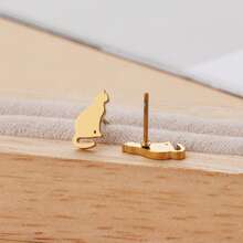 1對貓形不銹鋼耳環和動物元素耳飾 - 貓咪耳環(伍) - 查看 2