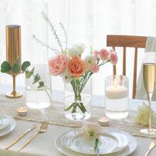 12pcs / 16pcs Glass Cylinder Vases, 2 Sizes In 1 Set Clear Bud Vases For Centerpieces Weeding Decoration, 5.5-Inch And 6-Inch Tall Clear Flower Vases, Hurricane Candle Holder For Party Home Decor - Clear Glass 12pcs-2576 - View 6